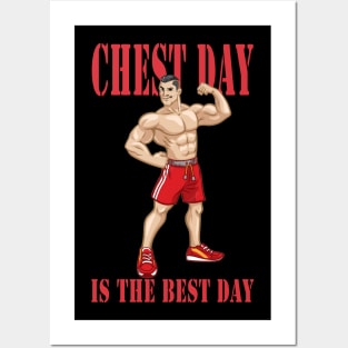 Bodybuilder sport man | Chest day is the best day Posters and Art